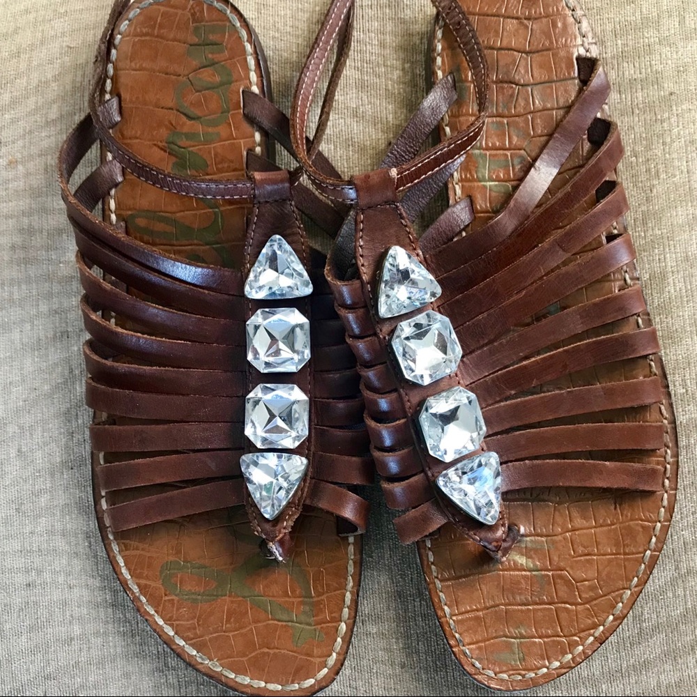 Rhinestone Sam Edelman brown sandal